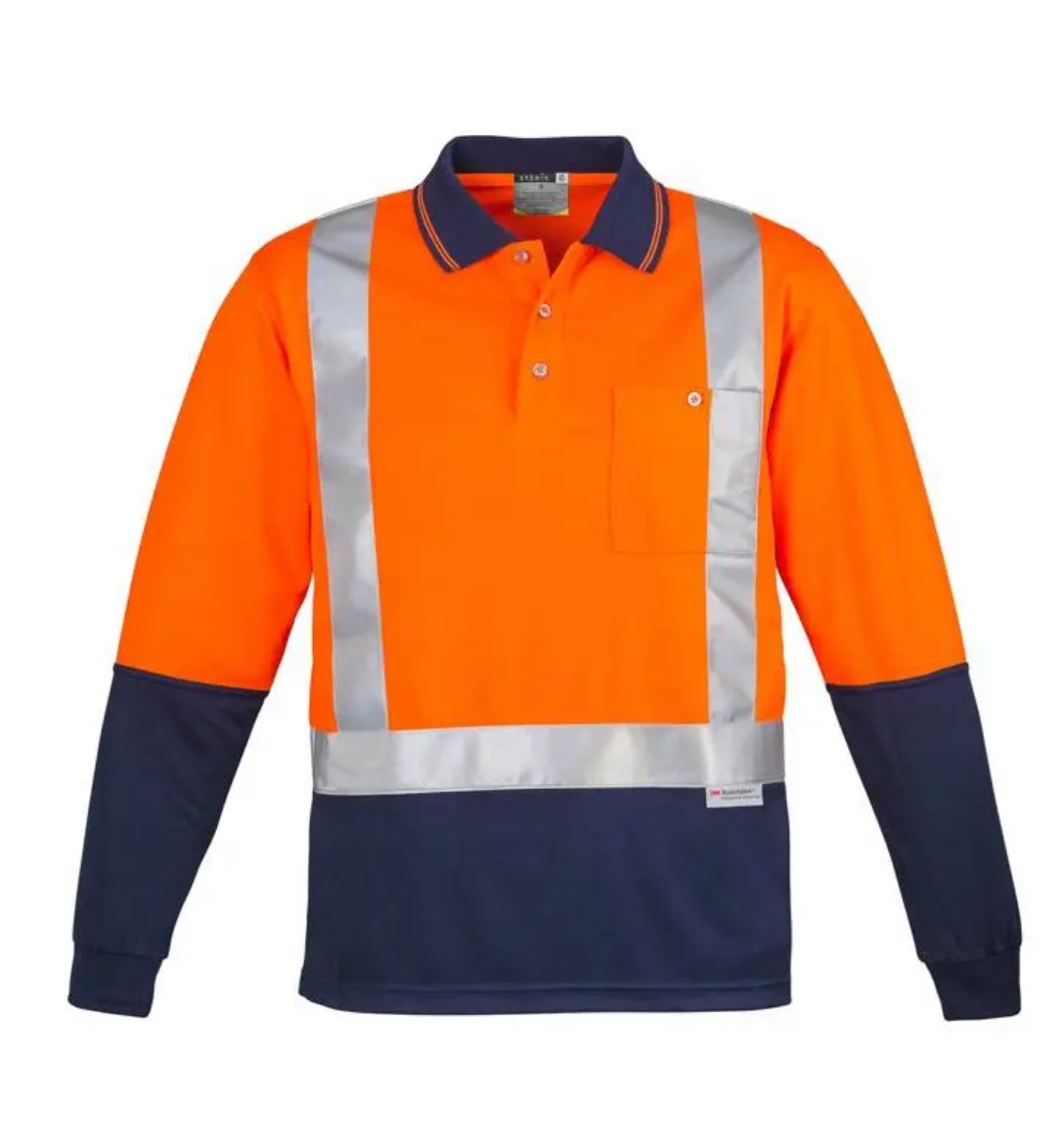 Picture of Syzmik, Mens Hi Vis Spliced L/S Polo - Shoulder Taped